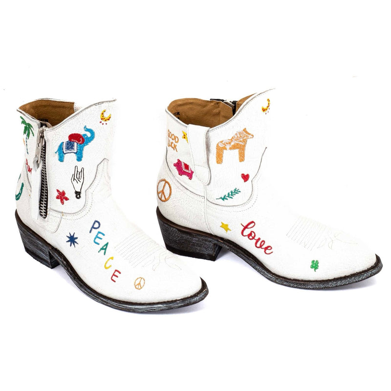 Cowboy Round Toe Ankle Boots - Love & Peace Shoes Mexicana