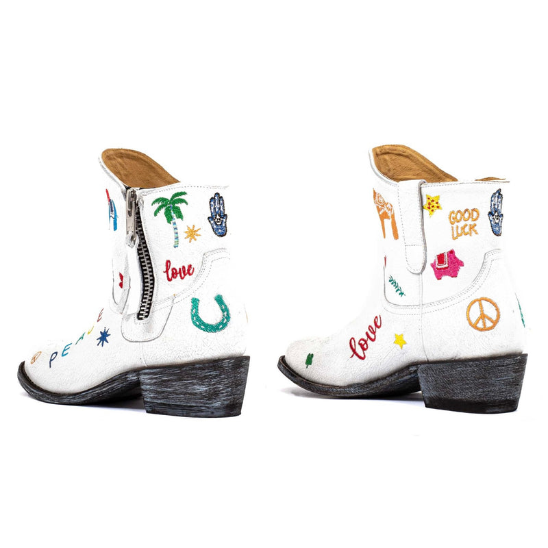 Cowboy Round Toe Ankle Boots - Love & Peace Shoes Mexicana