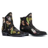 Cowboy Round Toe Ankle Boots - Paisley Shoes Mexicana