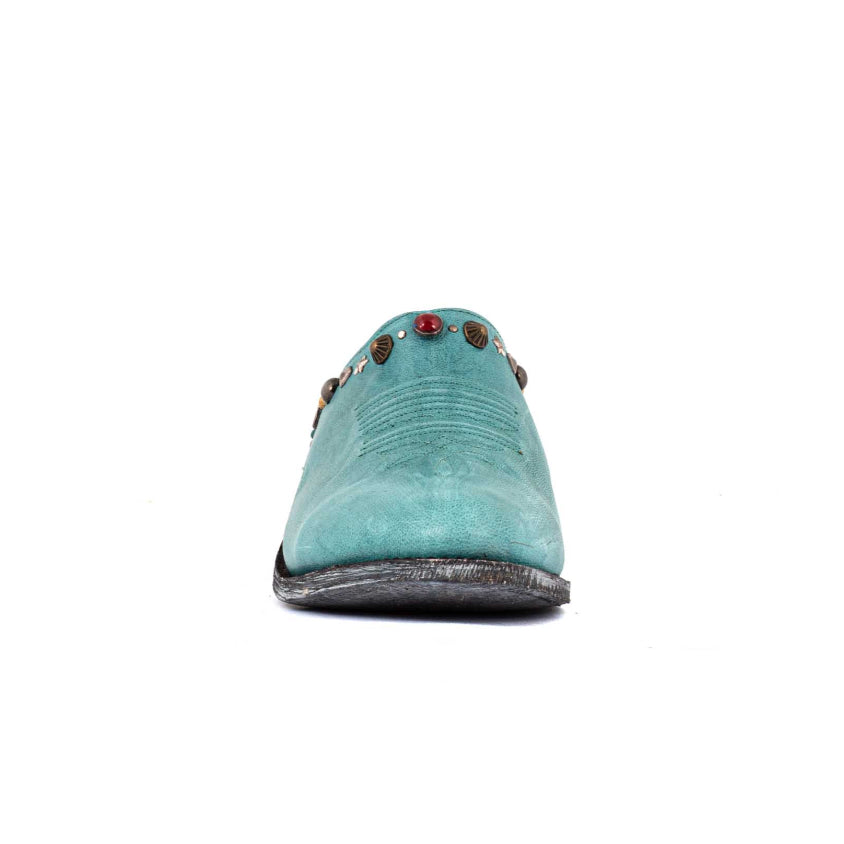 Cowboy Round Toe Mules - Turquoise Shoes Mexicana