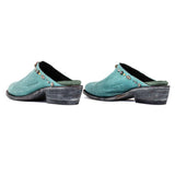 Cowboy Round Toe Mules - Turquoise Shoes Mexicana