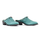 Cowboy Round Toe Mules - Turquoise Shoes Mexicana