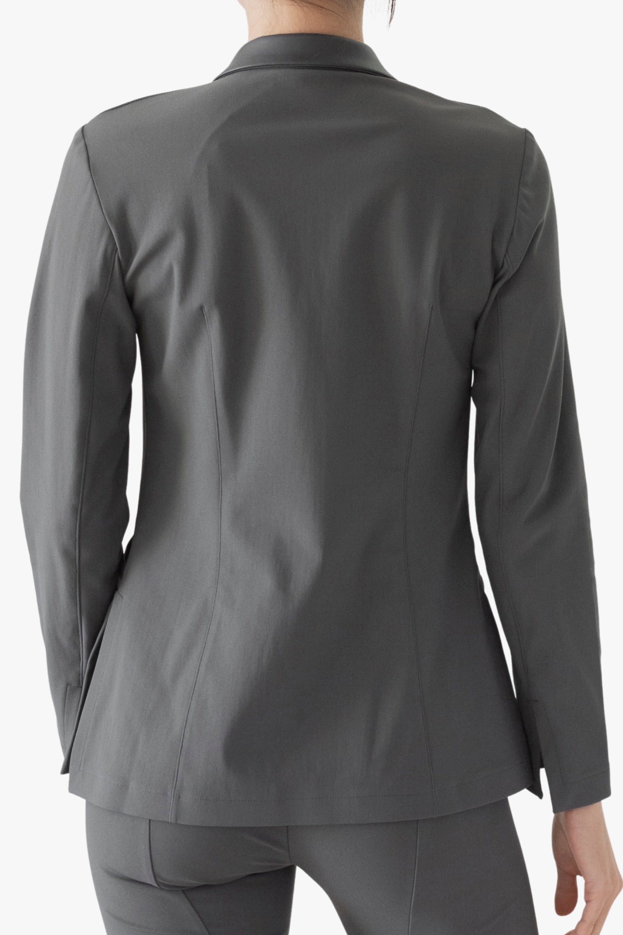 Tech Stretch Button Blazer with Leather Trim