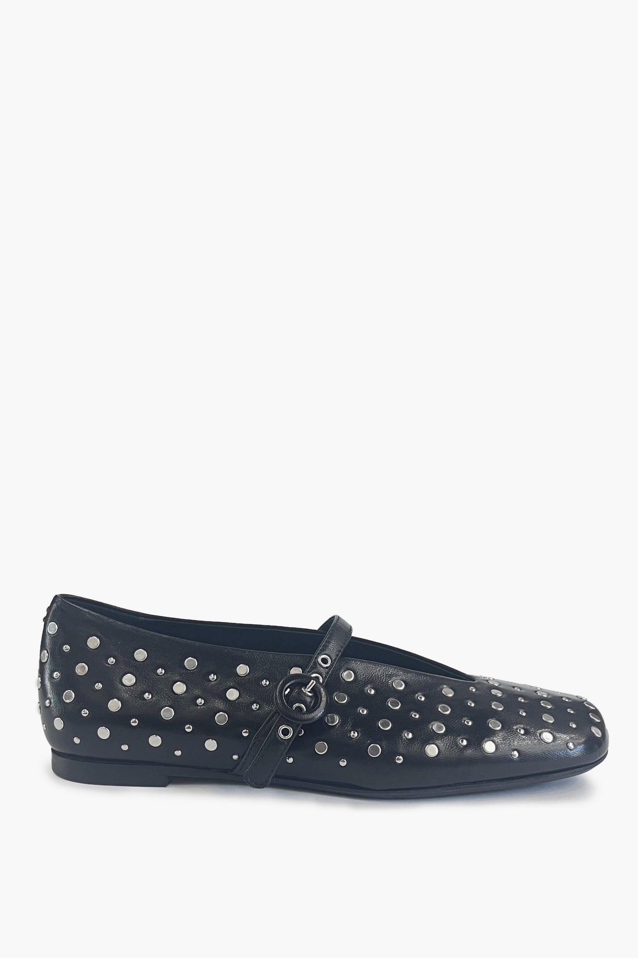 Black Studded Mary Jane Flats