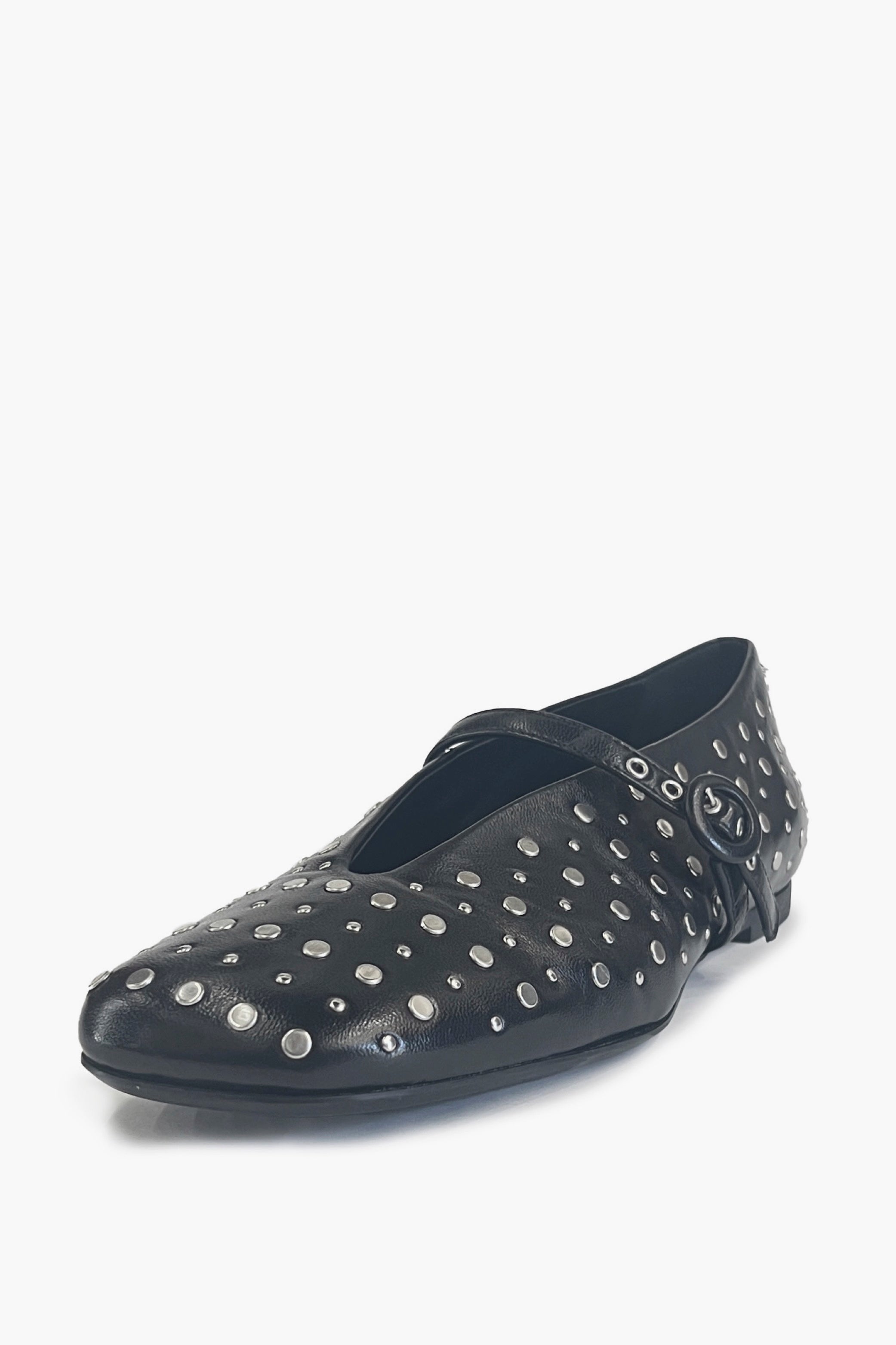 Black Studded Mary Jane Flats