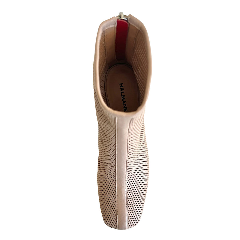 Round Toe Perforated Ankle Boots - CALA68 Shoes Halmanera