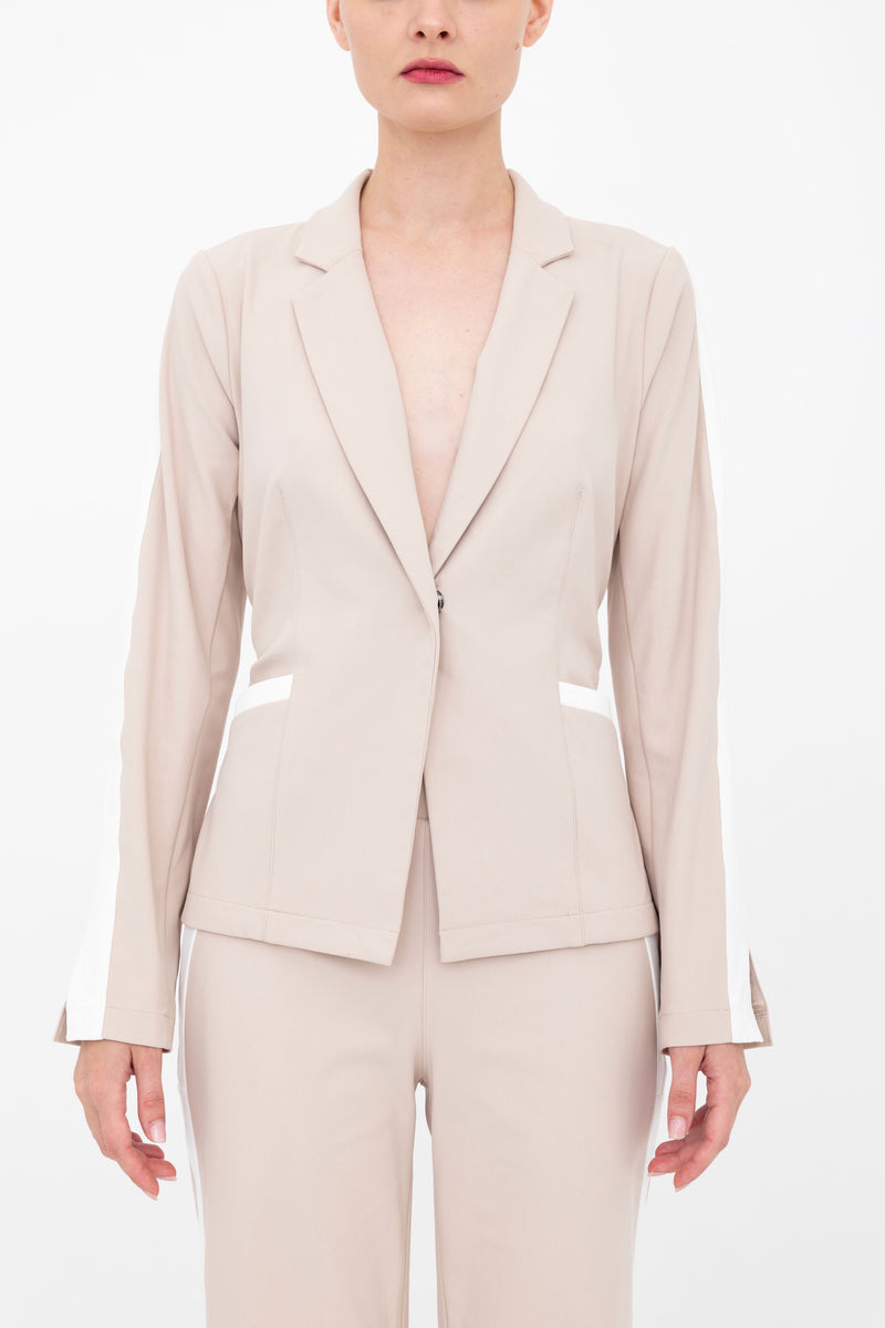 Tech Stretch Short Notched Collar Blazer with Contrast Stripe - BEXLEY Jacket GENERAL ORIENT