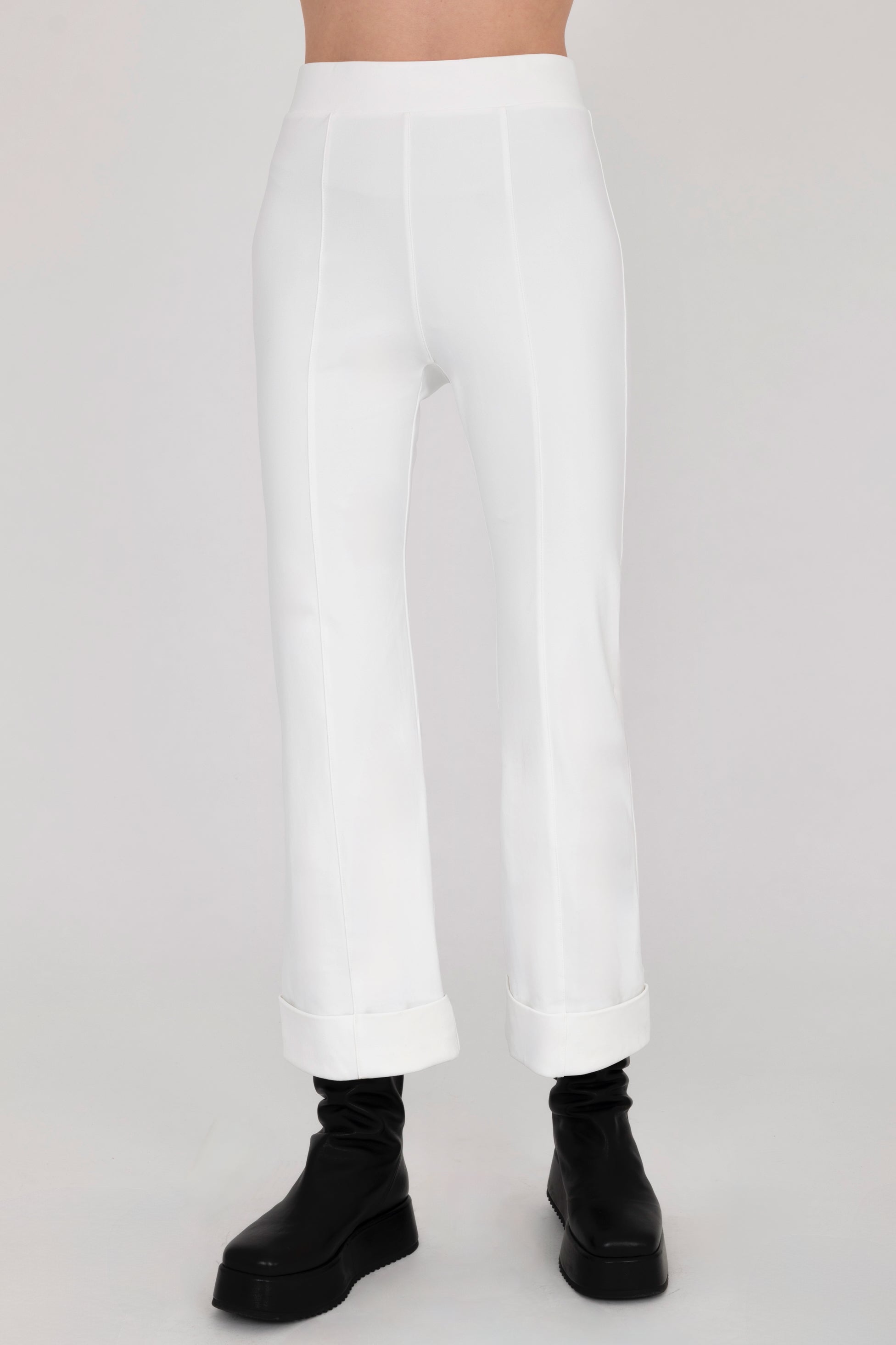 White Tech Stretch Cropped Cuffed Pant 