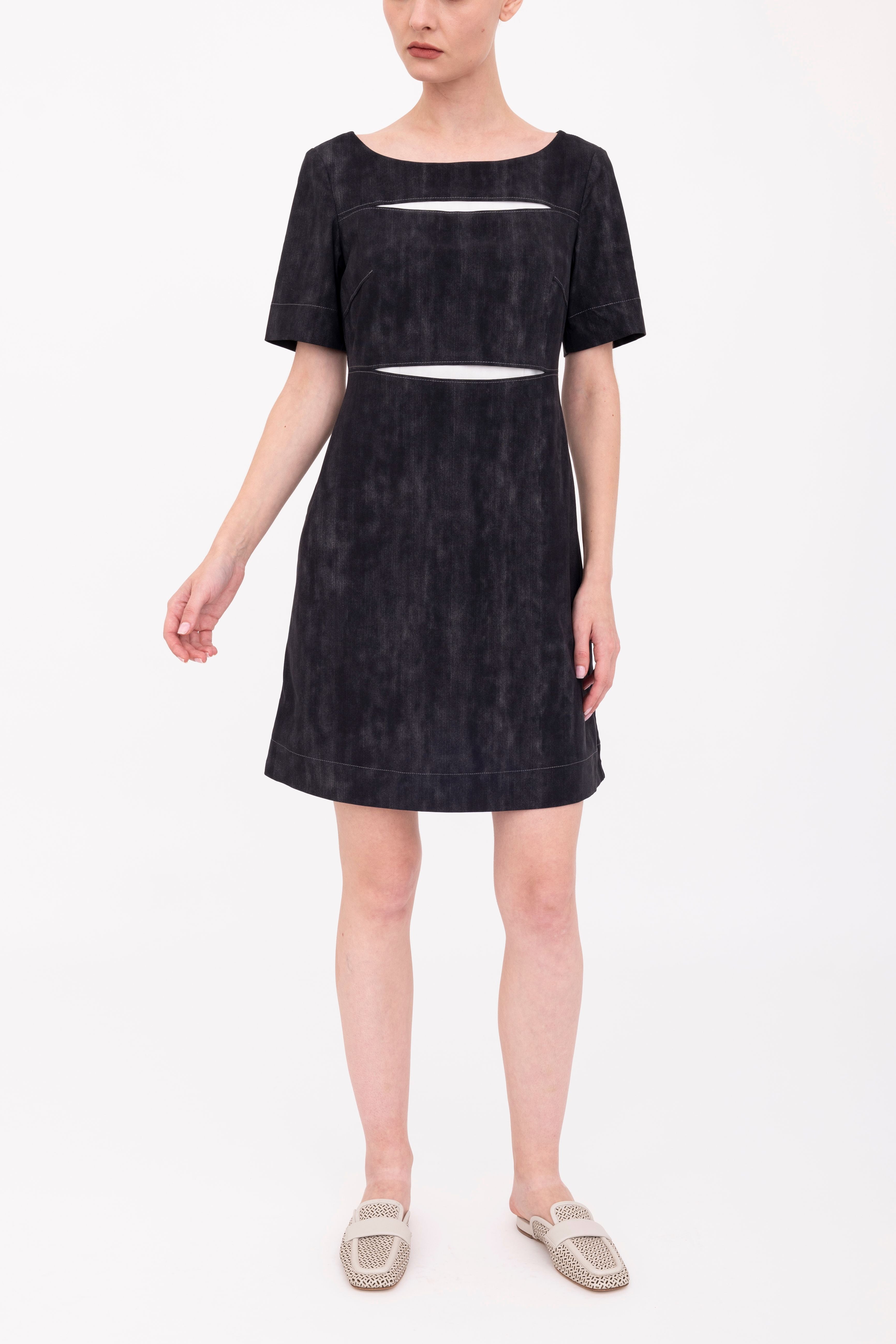 Soft Tech Split Tee Dress - BANKSY Dress GENERAL ORIENT Black P