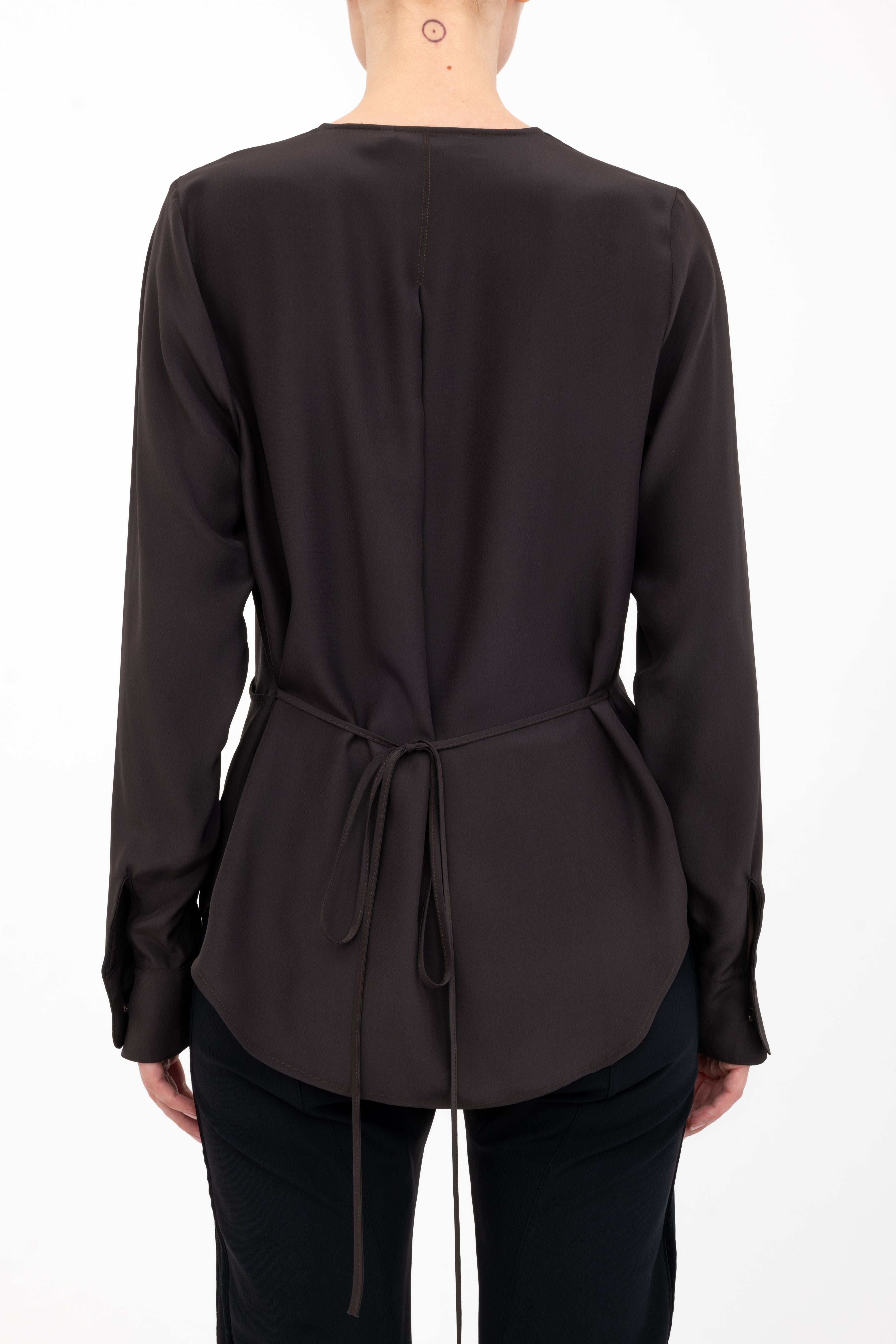Silk Surplice Top with Wrap Tie - AMBROSE Top GENERAL ORIENT
