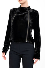 Silk Velvet Moto Jacket - AVERY H24 Jacket GENERAL ORIENT   