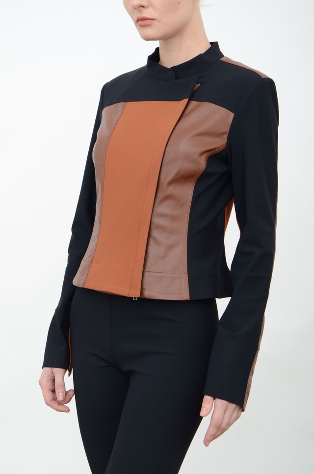 Tech Stretch Moto Jacket with Patchwork Detail - ARCHER FA24 Jacket General Orient   