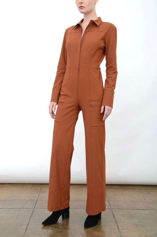 Tech Stretch Zip Up Utility Jumpsuit - AUDREY FA24 Jumpsuit General Orient Brick-TS P 