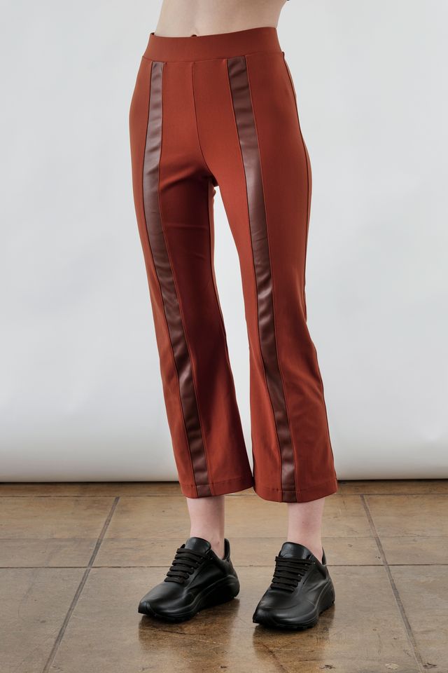 Tech Stretch Cropped Flare Pant with Vegan Leather Stripe - ANITA FA24 Pant STYLEM   