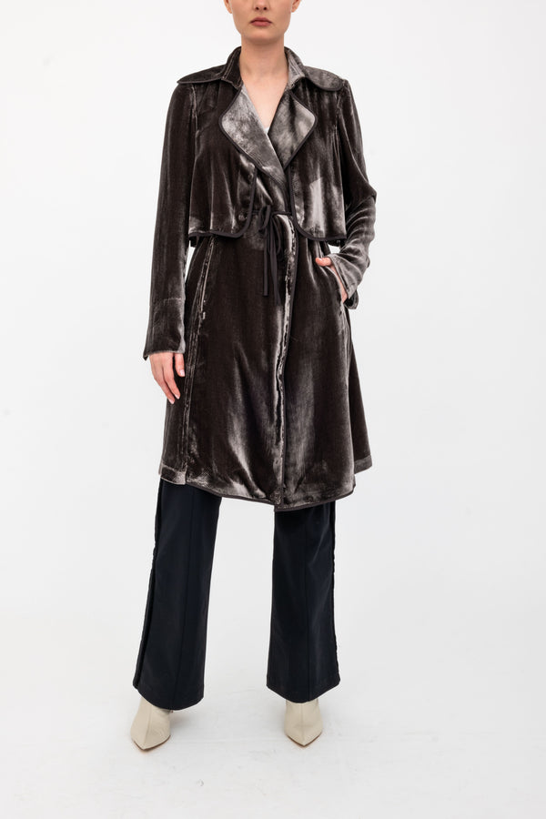 Silk Velvet Trench Coat - ANTONY H24 Coat GENERAL ORIENT Java Velvet P 