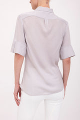 Silk Georgette Short Sleeve Pullover Shirt - BAYLOR Top GENERAL ORIENT