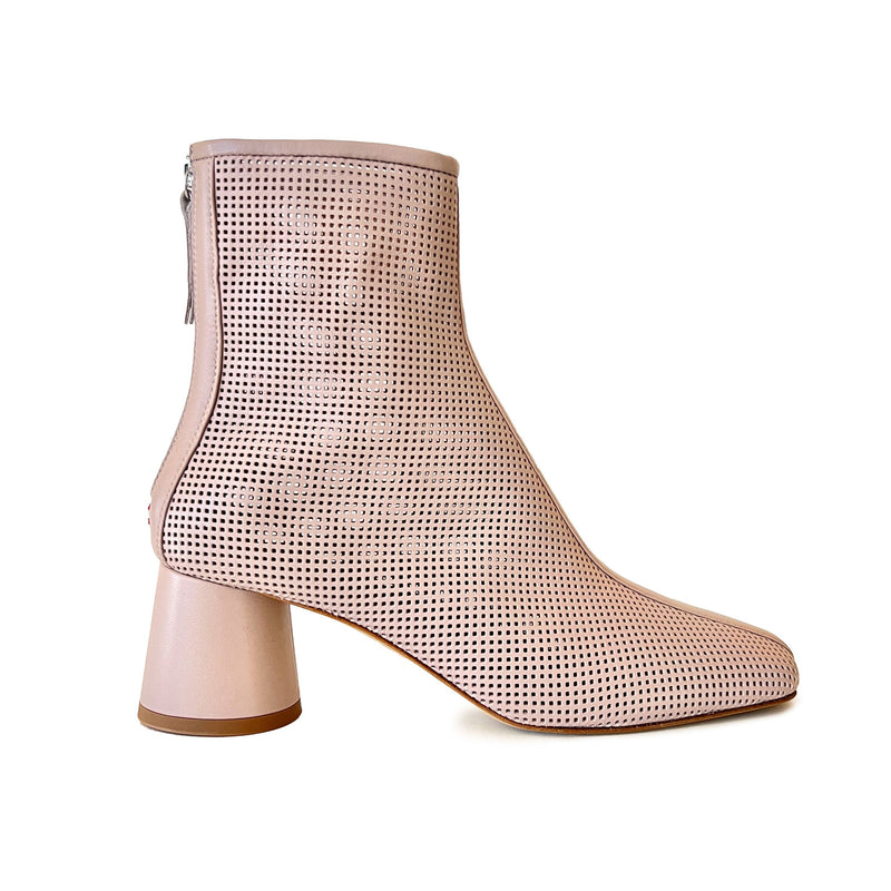 Round Toe Perforated Ankle Boots - CALA68 Shoes Halmanera Naturale 37