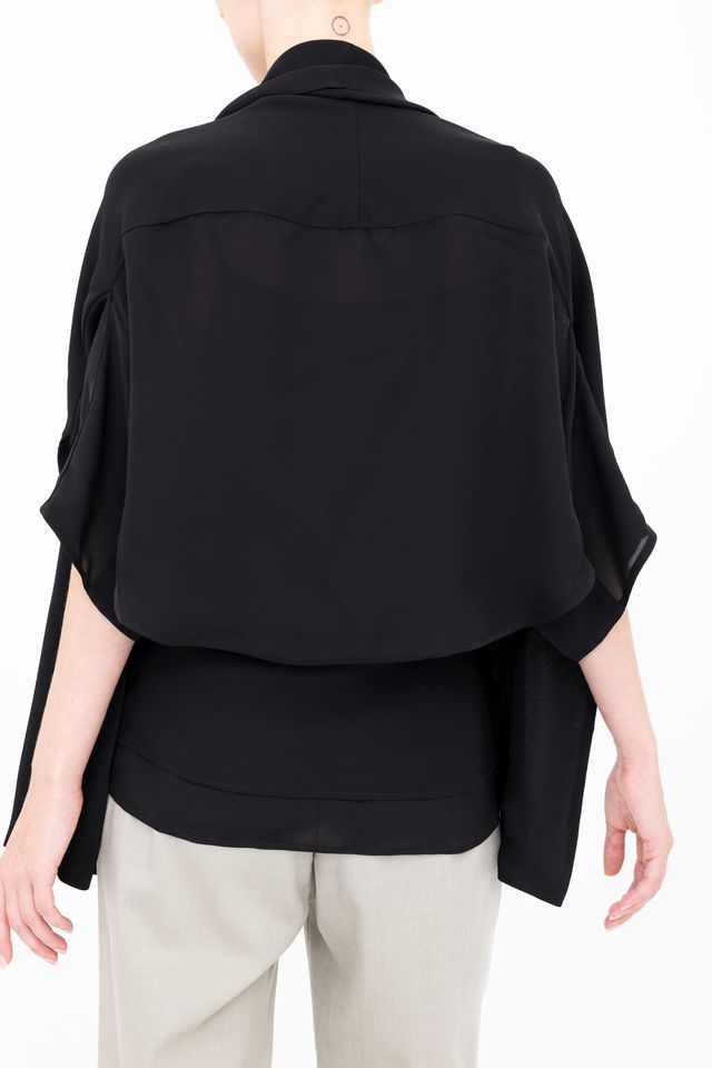 Silk Georgette Asymmetrical Shrug - BEATRIX Jacket GENERAL ORIENT