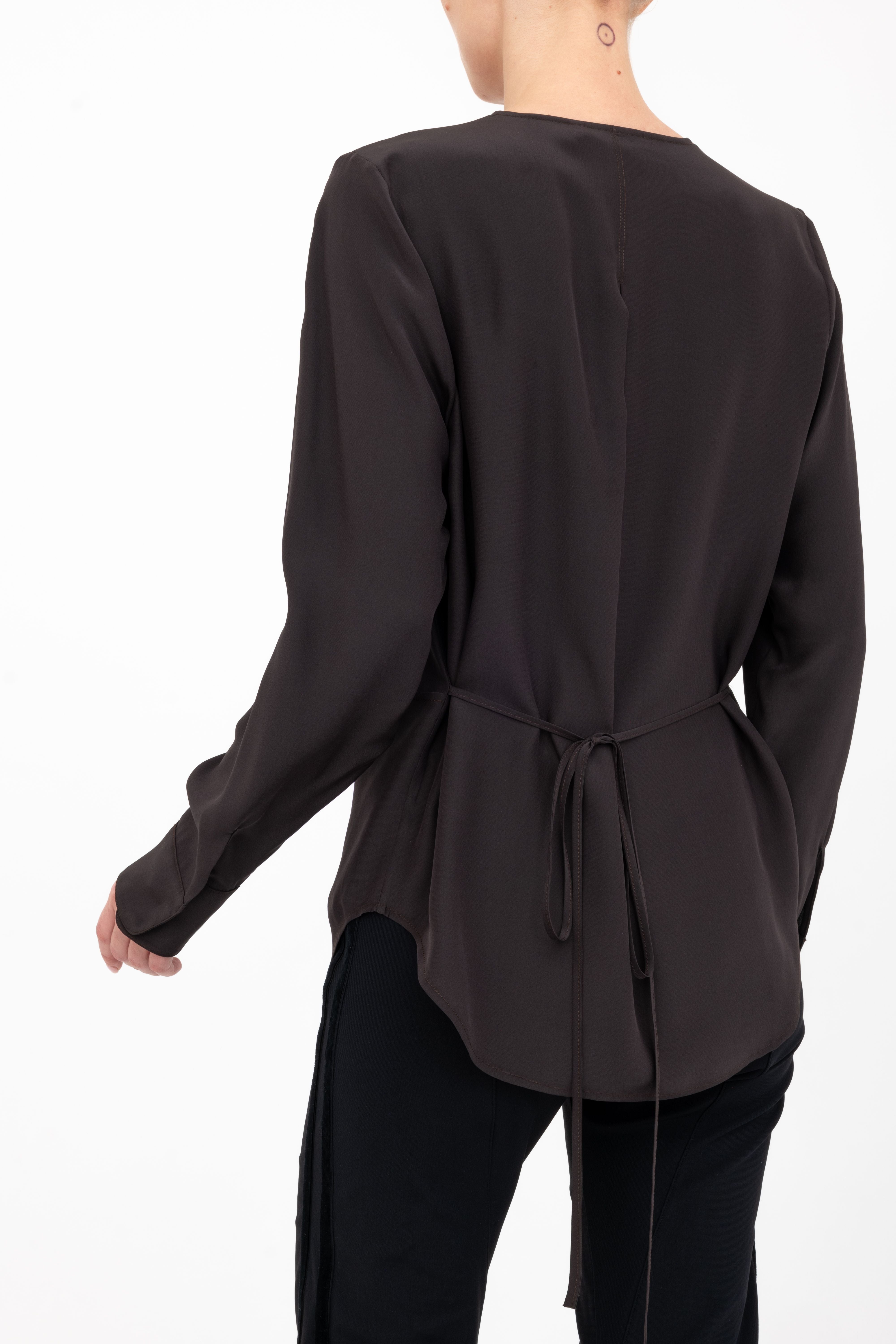 Silk Surplice Top with Wrap Tie - AMBROSE Top GENERAL ORIENT