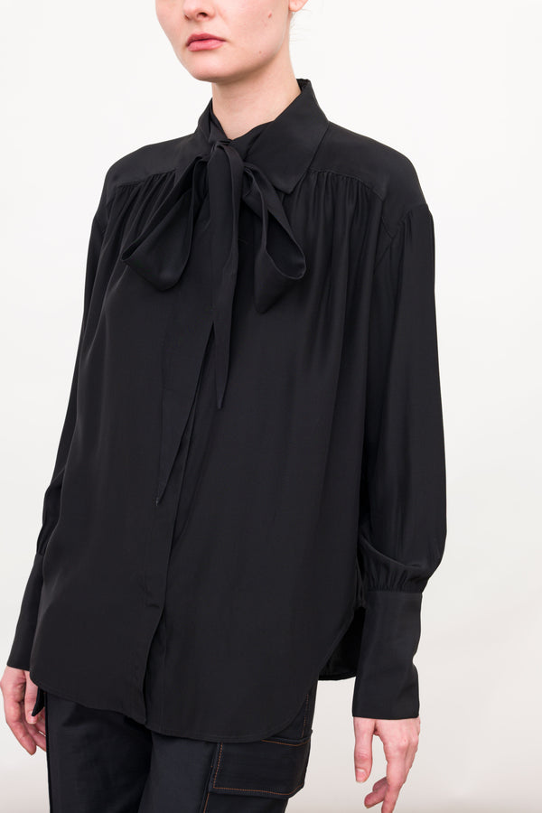 Silk Gathered Blouse with Tie - WENDELL FA23 Top General Orient   