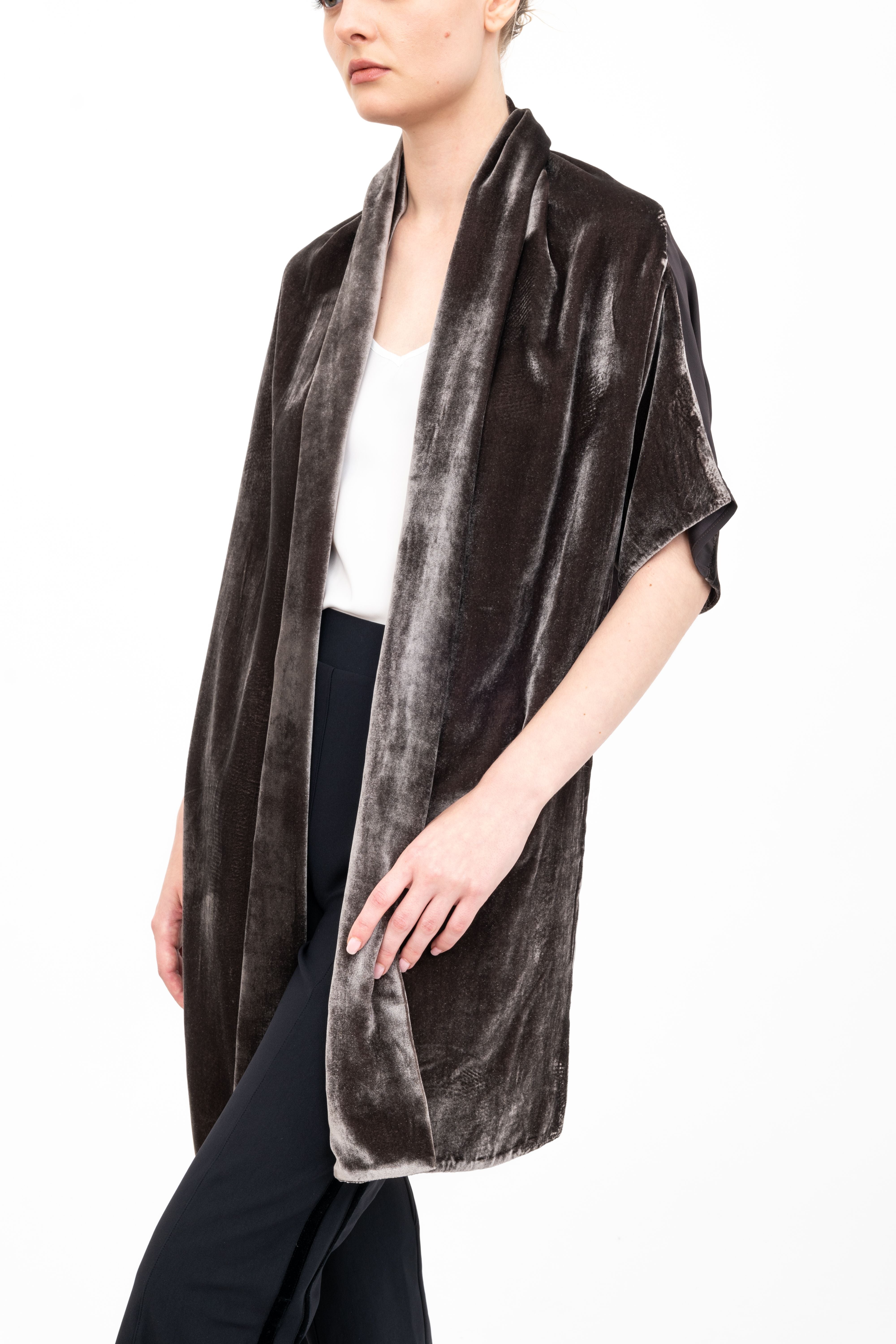 Silk Velvet Shrug with Silk Contrast - AMARI Scarf GENERAL ORIENT Java Velvet P