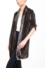 Silk Velvet Shrug with Silk Contrast - AMARI H24 Scarf GENERAL ORIENT Java Velvet P 