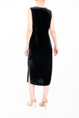 Silk Velvet V Neck Sleeveless Midi Dress - ATHENA H24 Dress GENERAL ORIENT   