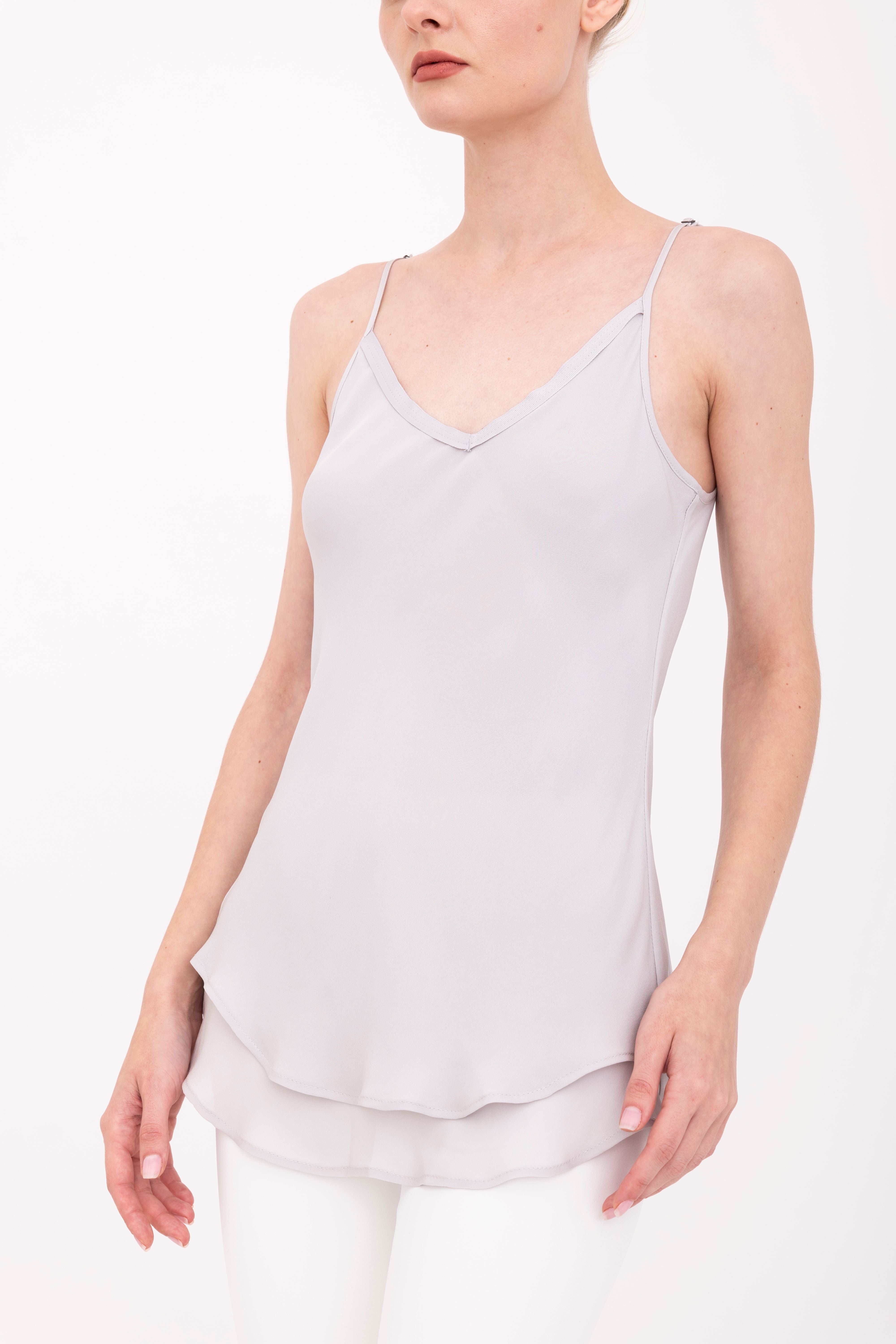Silk Georgette Bias Double Layered Camisole - BELLE Top GENERAL ORIENT Mauve Silk P