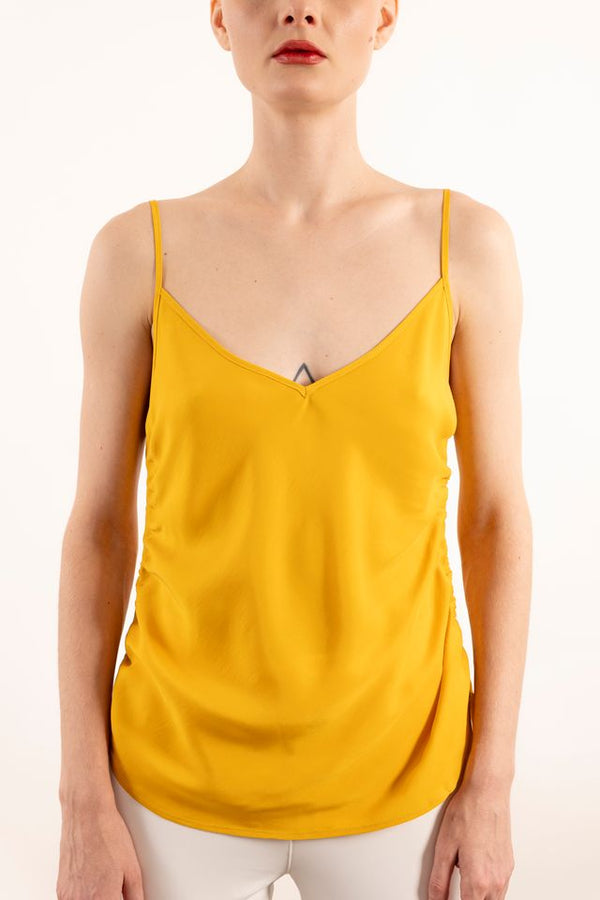 Silk Bias Camisole with Side Drawstrings - WYANETTA SUM24 Top GENERAL ORIENT Freesia P 