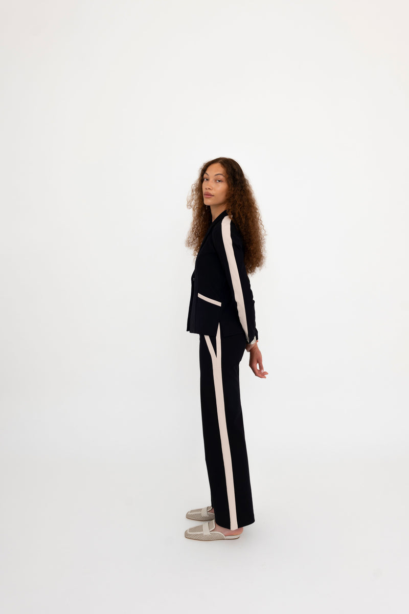 Tech Stretch Short Notched Collar Blazer with Contrast Stripe - BEXLEY Jacket GENERAL ORIENT