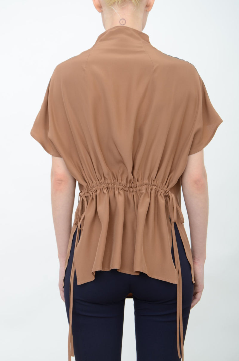 Silk Drape Neck Shell Top with Grosgrain Tape - ARIA FA24 Top GENERAL ORIENT   