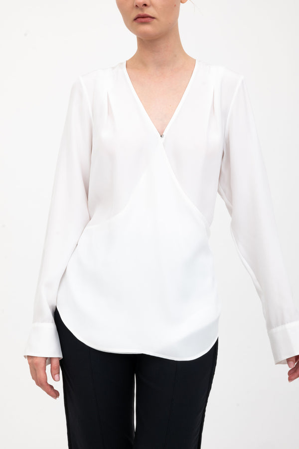 Silk Surplice Top with Wrap Tie - AMBROSE Shirt GENERAL ORIENT