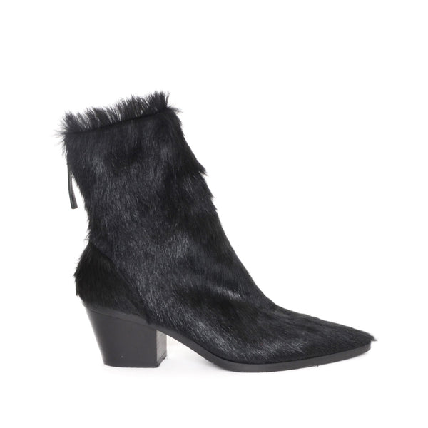 Fur Pointy Ankle Boots Shoes Halmanera Black Wolf 36 