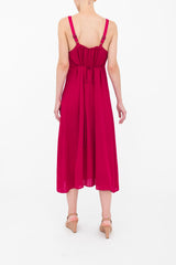 Silk Georgette Strap Midi Dress with Grosgrain Trim - BABETTE Dress GENERAL ORIENT