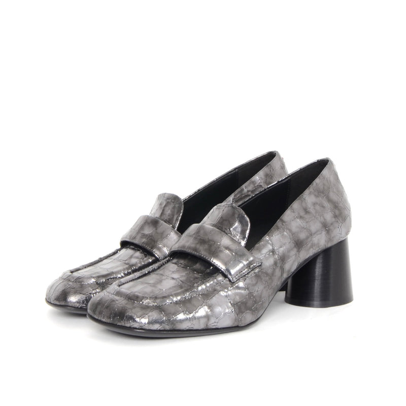 Metallic Loafers on Pillar Heels Shoes Halmanera   