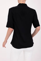 Silk Georgette Short Sleeve Pullover Shirt - BAYLOR Top GENERAL ORIENT