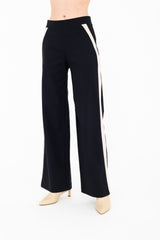 Tech Stretch Slouchy Pant with Side Contrast Stripe - BENTEN Pant STYLEM Black/Nude P