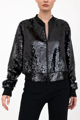 Sequins Bomber Jacket - AMARANTE H24 Jacket GENERAL ORIENT Black Sequin P/S 