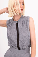 Textured Cotton Button Up Shell Top - BEGONIA Top GENERAL ORIENT