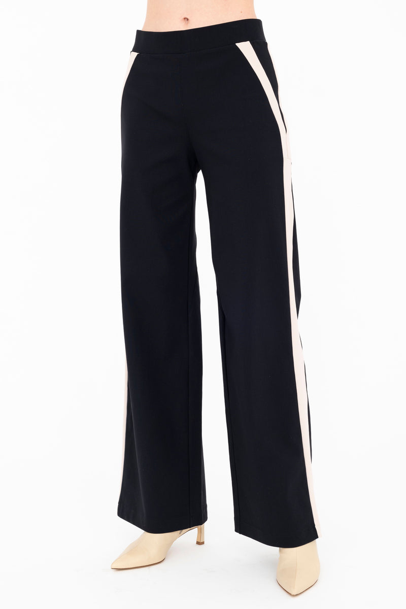 Tech Stretch Slouchy Pant with Side Contrast Stripe - BENTEN Pant STYLEM Black/Nude P