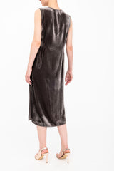 Silk Velvet V Neck Sleeveless Midi Dress - ATHENA H24 Dress GENERAL ORIENT   