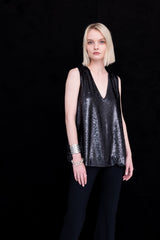 Sequins V Neck Shell Top - ARIANA H24 Top GENERAL ORIENT   