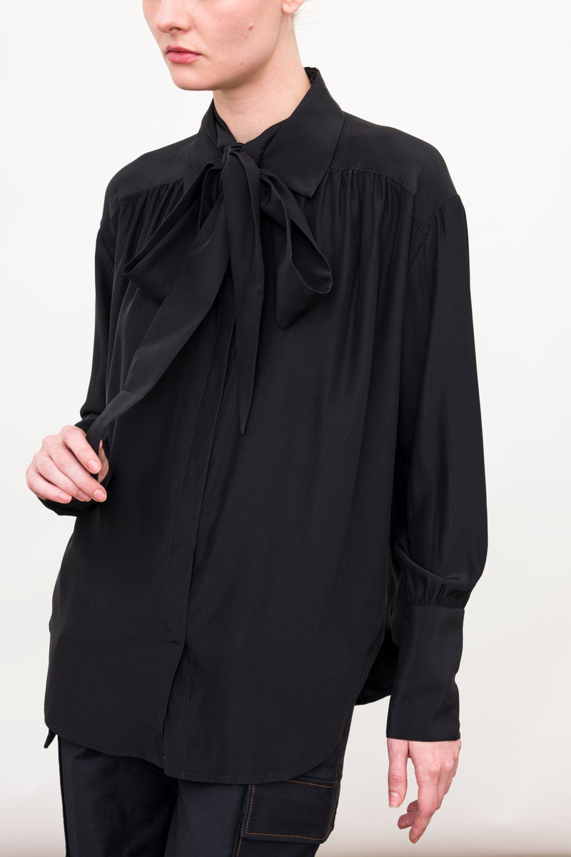 Silk Gathered Blouse with Tie - WENDELL FA23 Top General Orient   