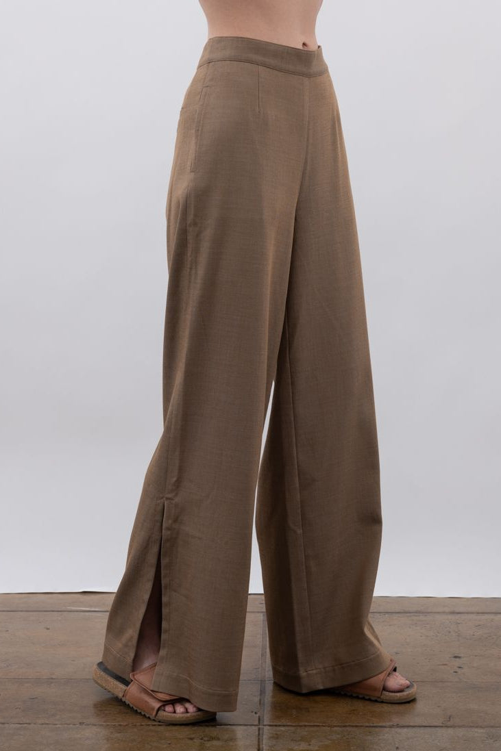 Eco Slub Denim Wide Pants with side vent - VANCE Pant STYLEM Jute P 