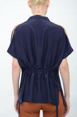 Silk Drape Neck Shell Top with Grosgrain Tape - ARIA FA24 Top GENERAL ORIENT   