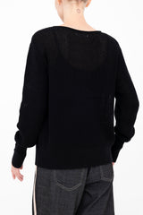 Cotton Waffle Knit Top with Grosgrain Trim - BERNETTE Sweater YUE FENG