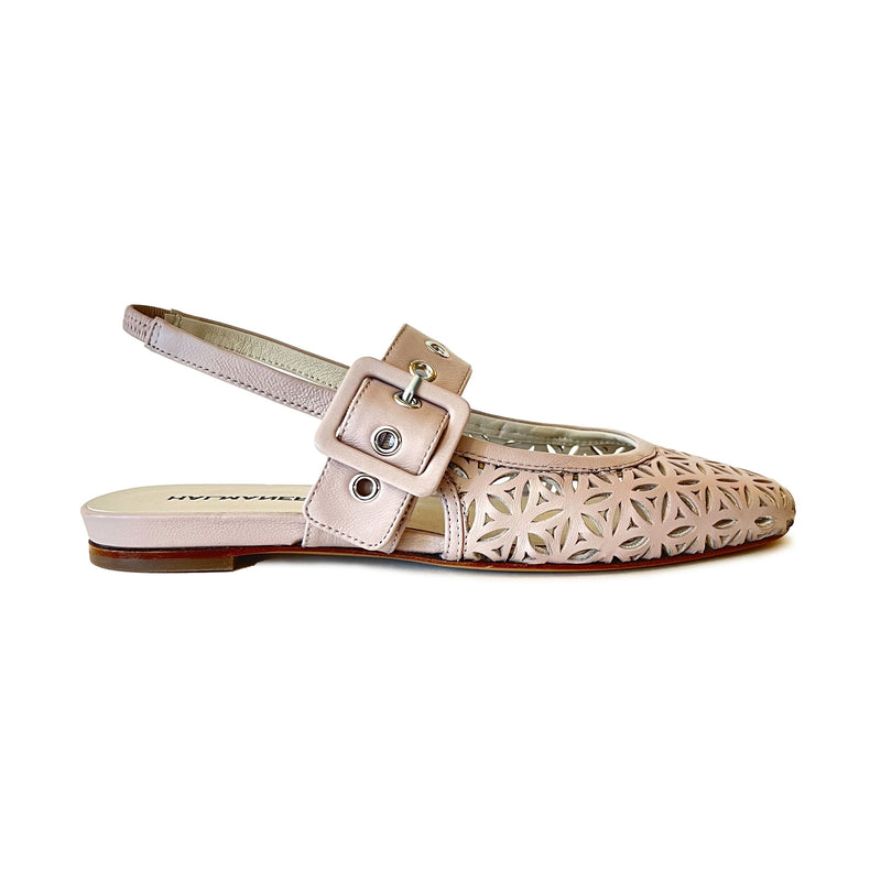 Round Toe Perforated Sling Back Flats with Buckle - DOS55 Shoes Halmanera Fossile 37