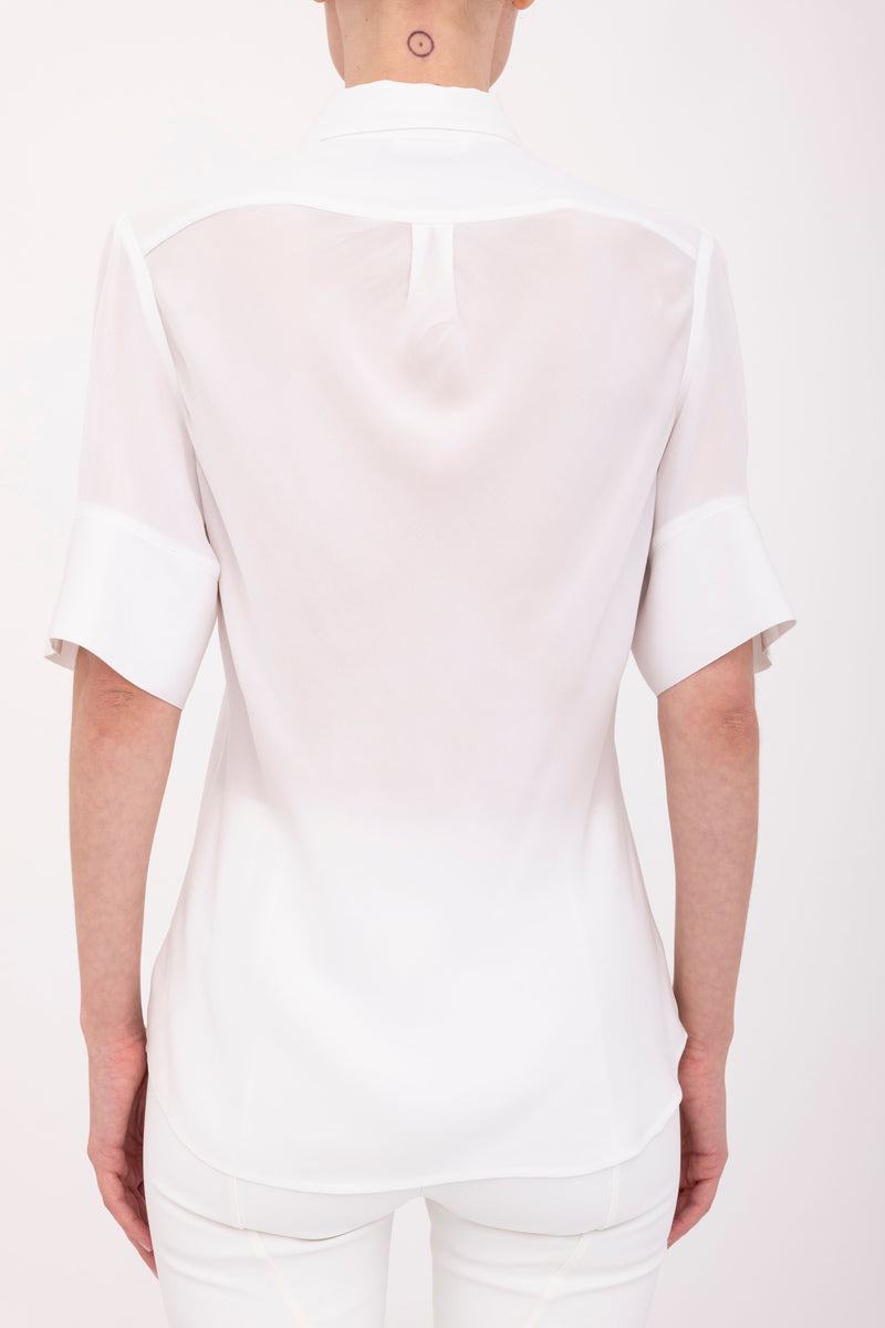 Silk Georgette Short Sleeve Pullover Shirt - BAYLOR Top GENERAL ORIENT