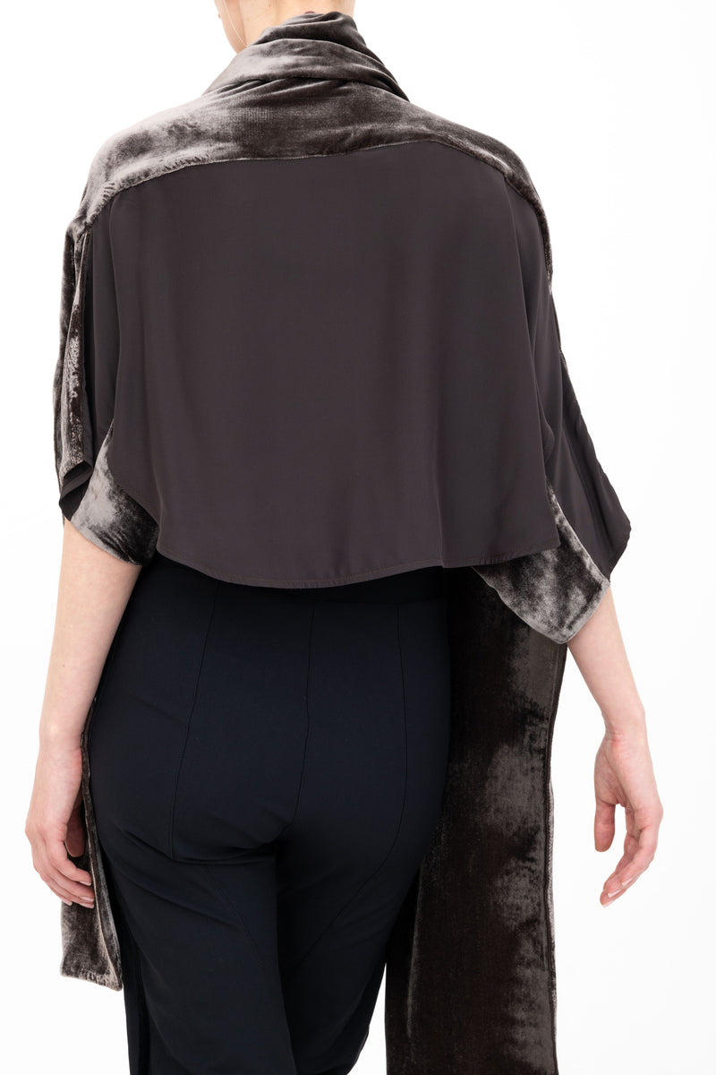 Silk Velvet Shrug with Silk Contrast - AMARI H24 Scarf GENERAL ORIENT   