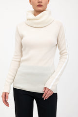 Cashmere Blend Off Shoulder Rib Knit with Velvet Trim - ASHIYA H24 Sweater STYLEM   